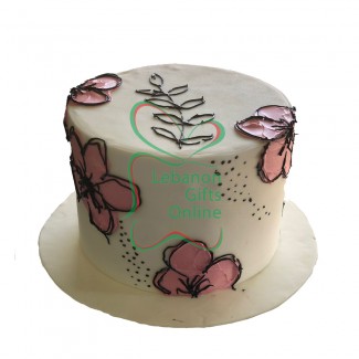 Simple Pink flower cake