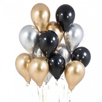 Latex black silver Gold balloons