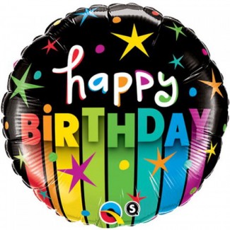 Happy Birthday Stripes Foil Balloon