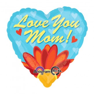 Helium Love You Mom Daisy Heart Foil 18in Balloons