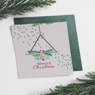 tree celebrating christmas postcard