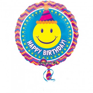 Smiley Face Fiesta Happy Birthday Balloon